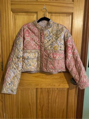 7 For All Mankind Quilted Floral Patchwork Jacket M | Boho Cottagecore